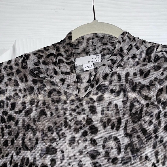 Ten Sixty Sherman Leopard Print Mesh Turtleneck Top - Large - Picture 3 of 13